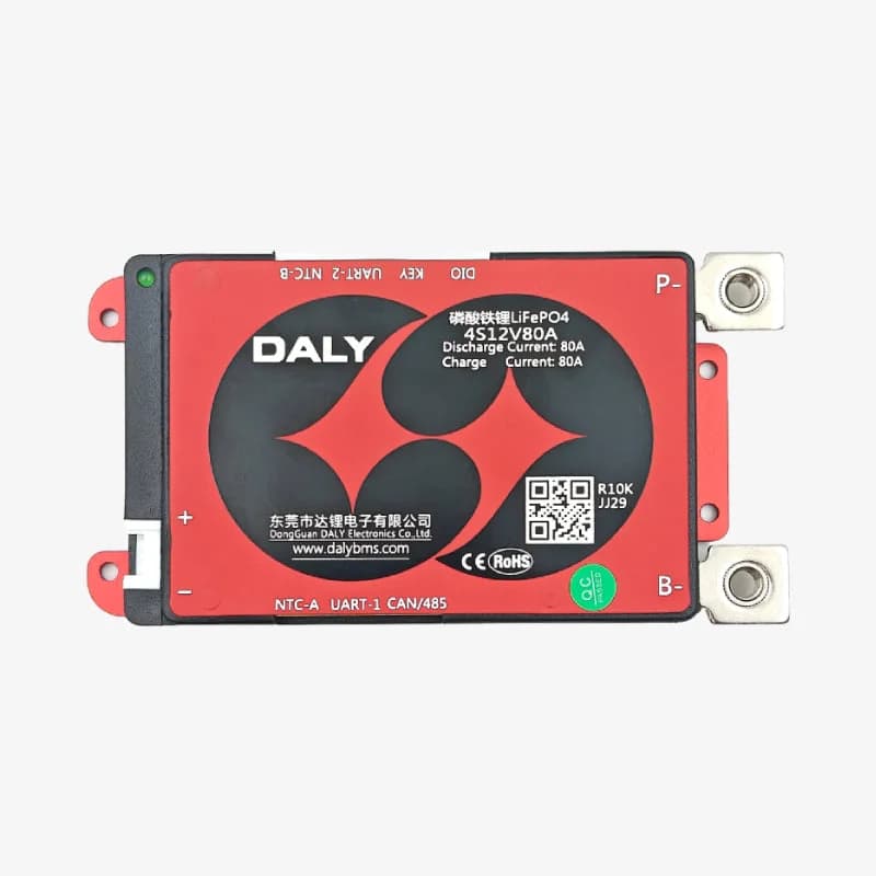 DALY Smart BMS 4S 12.8V 80A LiFePo4 Battery Management System with UART, CAN, RS485 and Bluetooth Communication Support
