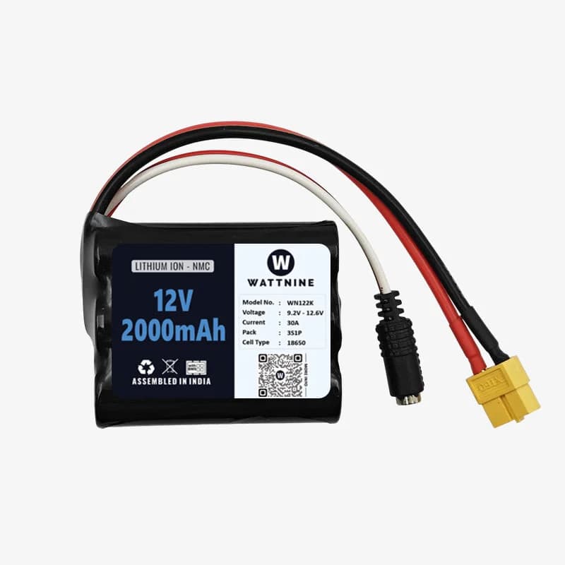 WATTNINE® 11.1V/12V 2000mAh 3S 15C Lithium-ion NMC Rechargeable Battery Pack