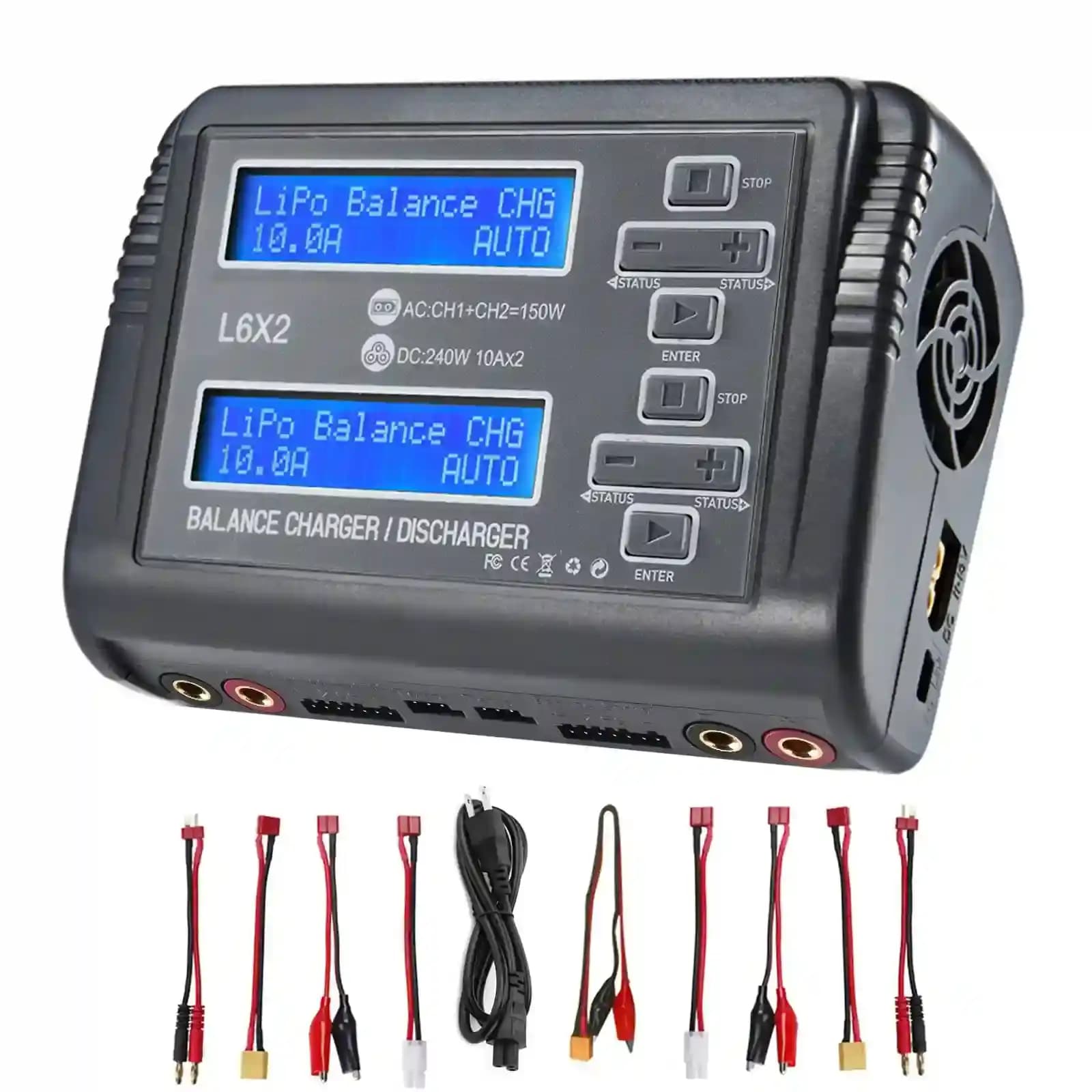 HTRC L6X2 10A AC 150W DC 240W for 1-6S Lipo Smart Dual Battery Discharger For RC Drone