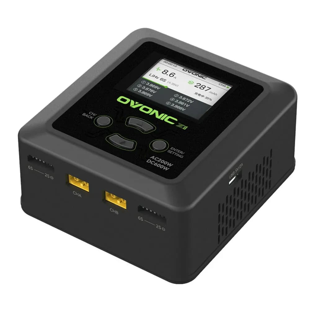 OVONIC X1 Dual AC 200W DC 600W 15A RC Lipo/Life/NiCd/NiMH/LiHV Battery Balance Charger