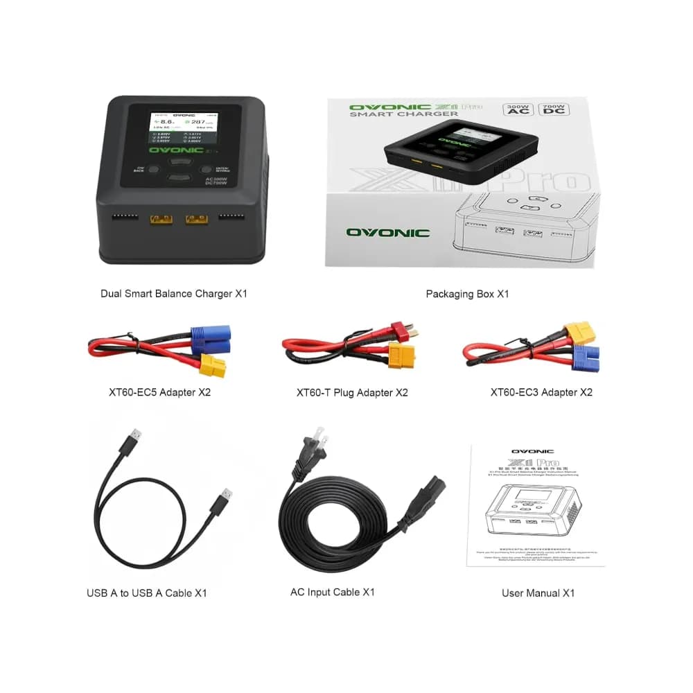 OVONIC X1 Pro Dual Lipo Battery Charger 16A AC 300W DC 700W for LiPo/LiHV/NiMH/LiFe
