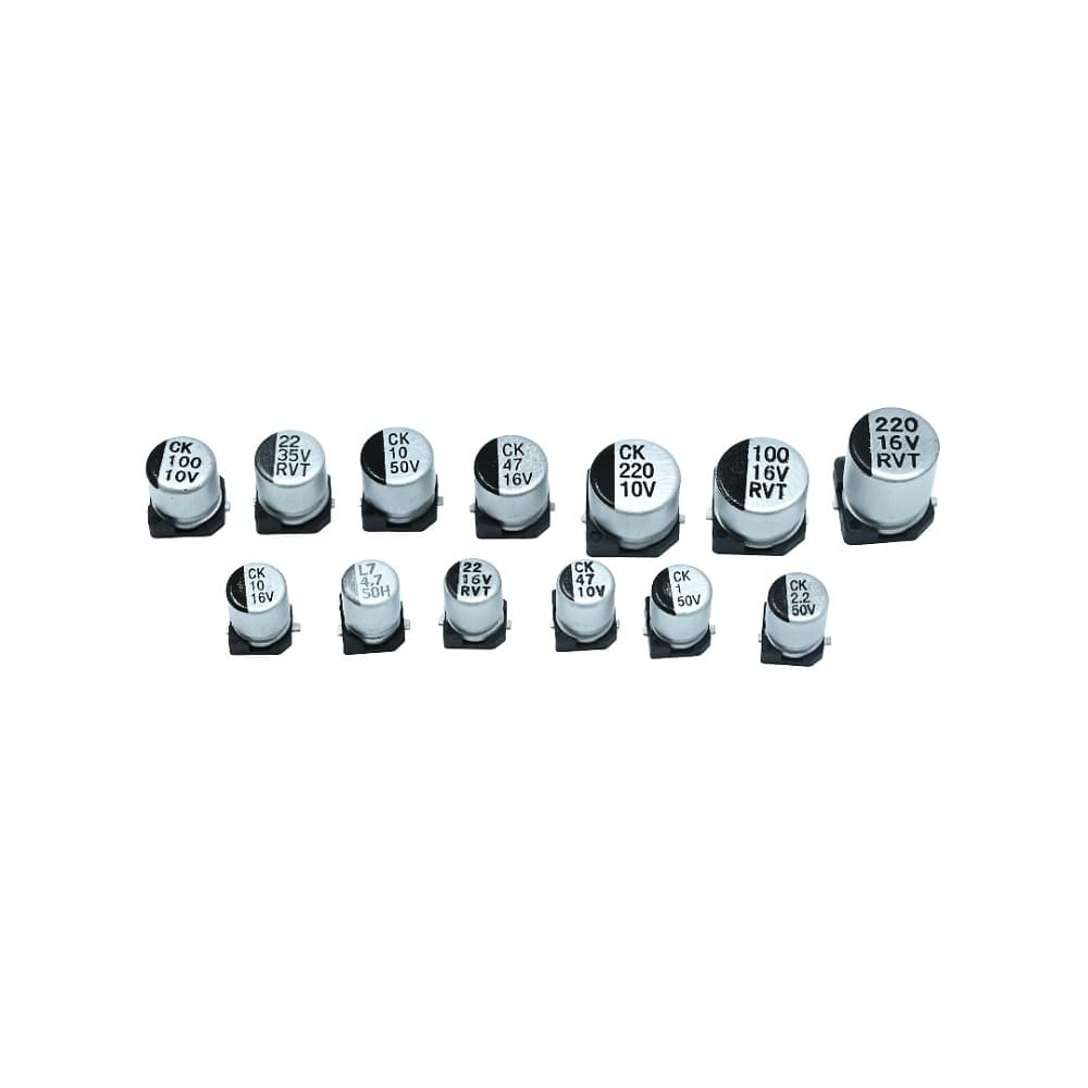 130pcs Braided SMD Electrolytic Capacitor Kit (13 specifications value 1uF-220uF)