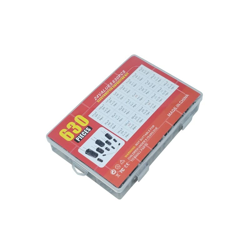 630PCS 0.1uF-1000uF 24 commonly used 630 in-line electrolytic capacitors kit