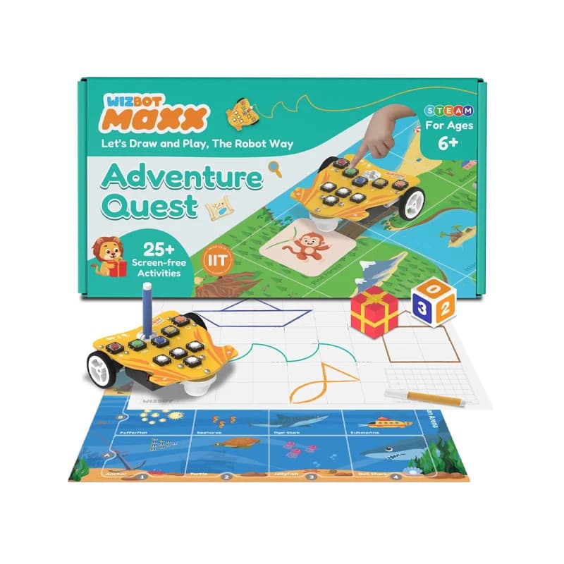 Wizbot Maxx Adventure Quest – Screen-Free Button-Based Robot Toy for Kids Age 6+