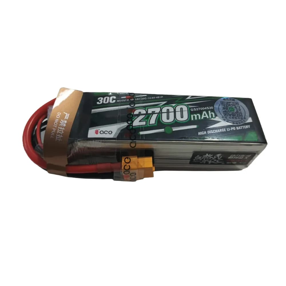 TATTU ACE 2700mAh 30C 14.8V 4S1P Li-Po Battery with XT60 Plug for UAV Drones