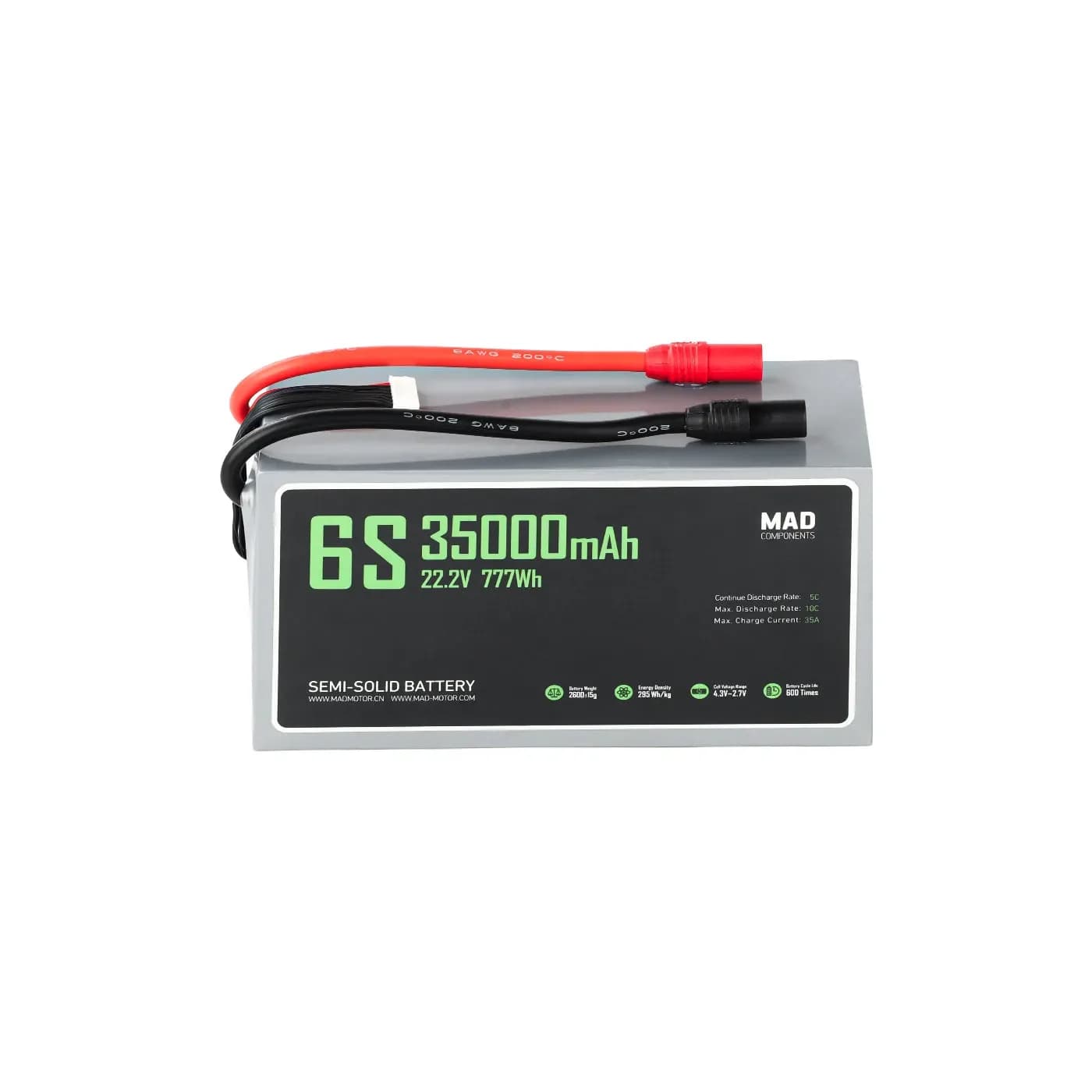 MAD 35000mAh 5C 22.2V 6S1P High Power Density Light Weight Drone Semi-Solid State Lithium Battery