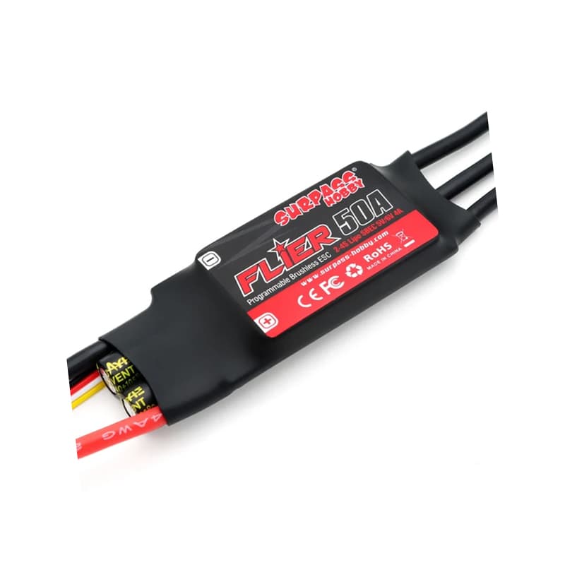 SURPASS Flier 50A ESC Li:2-4S NiNh:5-12NC SBEC:5V/6V/4A 68*25*10mm 4.0 Connector