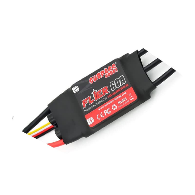 SURPASS Flier 60A ESC Li:2-6S NiNh:5-18NC SBEC:5V/6V/8A 70*34*10mm 4.0 Connector