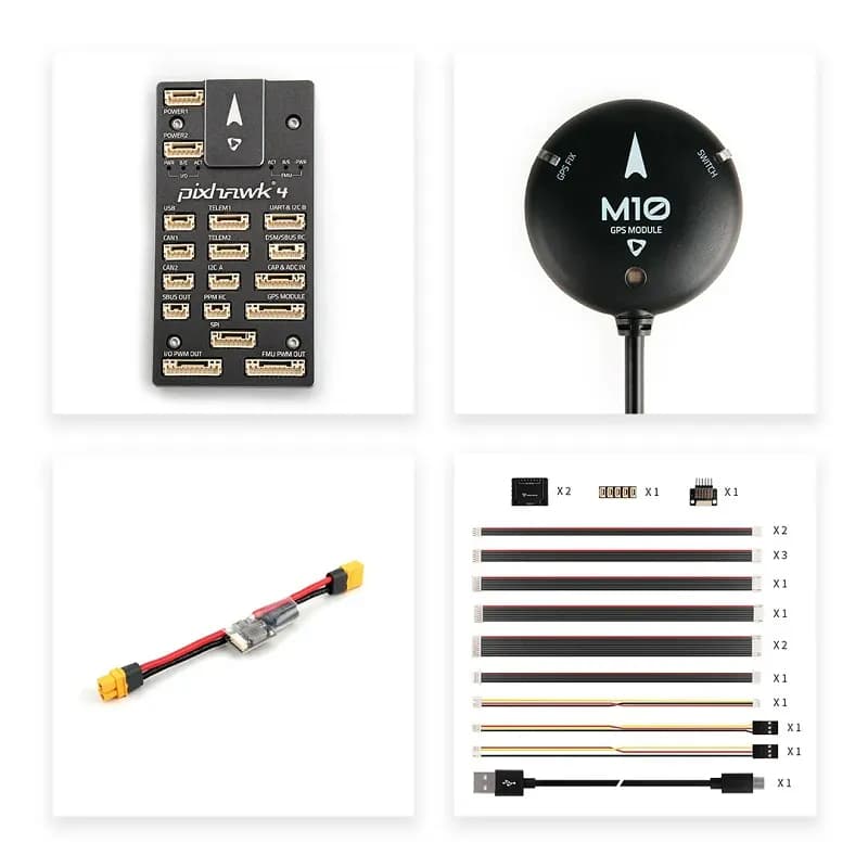 Holybro Pixhawk 4 Flight Controller (Plastic Case) with PM02 12S Power Module & M10 GPS Set