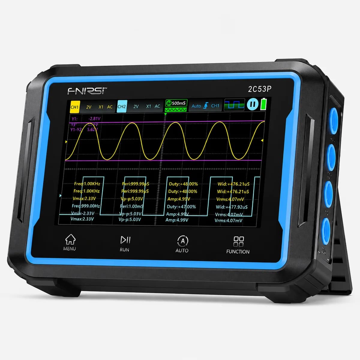 FNIRSI® 2C53P 3-IN-1 50MHz 250MS/s Dual Channel Tablet Touchable Oscilloscope Multimeter DDS Generator
