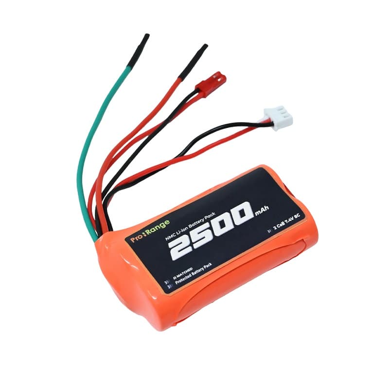 Pro-Range A Grade NMC N18650COP 7.4V 2500mAh 8C 2S1P Li-Ion Battery Pack in a Line