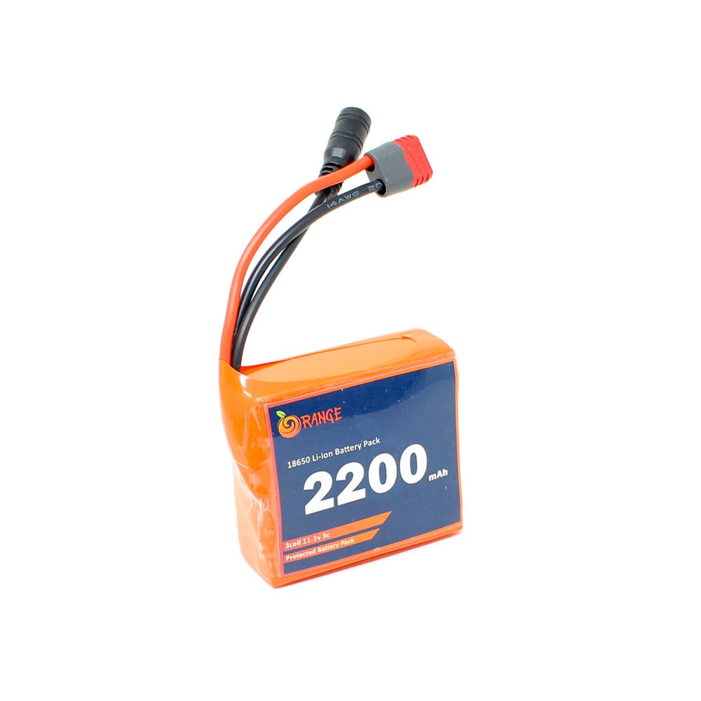 Orange 18650 Li-ion 2200mAh 11.1v 3S1P Protected Battery Pack-3c