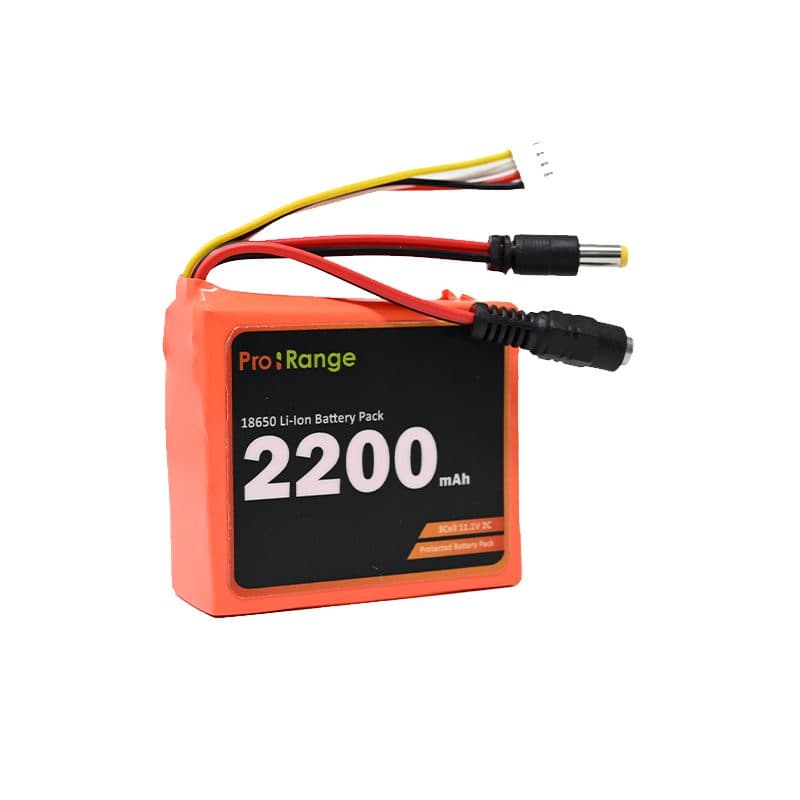 Pro-Range A Grade NMC N18650CH 11.1V 2200mAh 2C 3S1P Li-Ion Battery Pack with DC Jack Male & Female