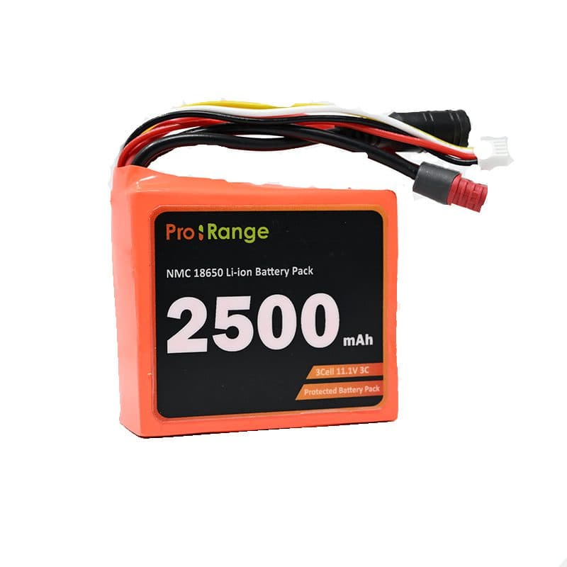 Pro-Range NMC 18650 11.1V 2500mAh 3C 3S1P Li-Ion Battery Pack with JST-XH & Nylon-T