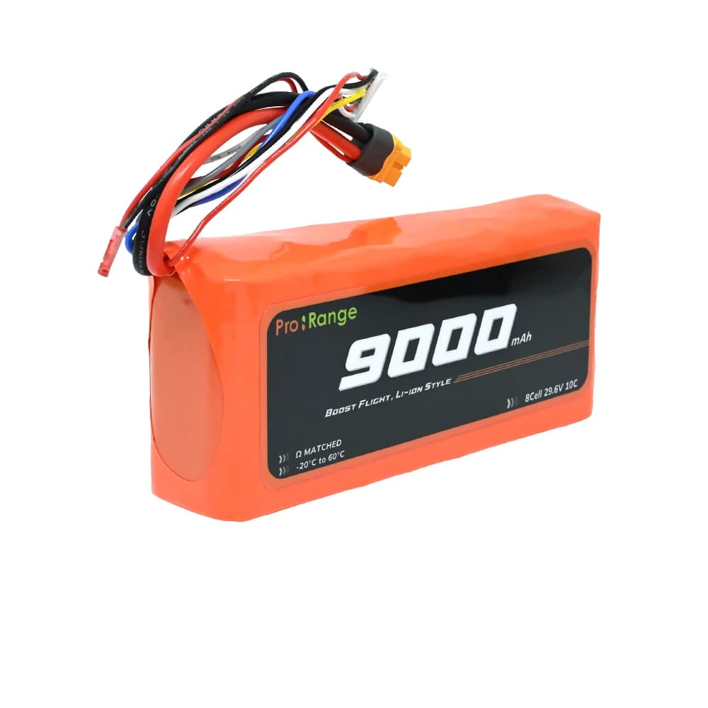 Pro-Range INR P45B 29.6V 9000mAh 10C 8S2P 10" FPV & E-VTOL Drone Compact Li-ion Battery Pack with XT-60