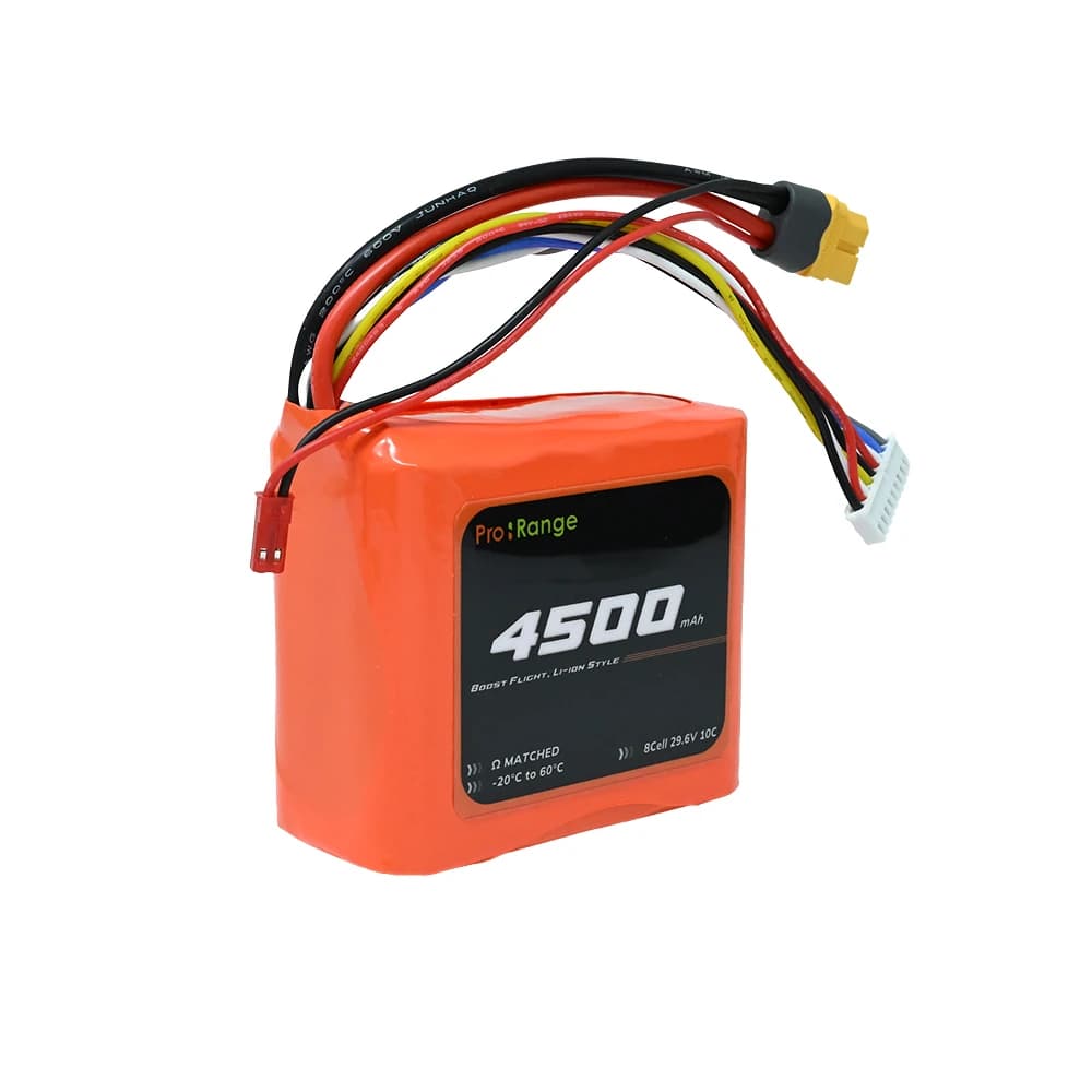 Pro-Range INR P45B 29.6V 4500mAh 10C 8S1P 7" FPV Drone & E-VTOL Drone Compact Li-ion Battery Pack with XT-60