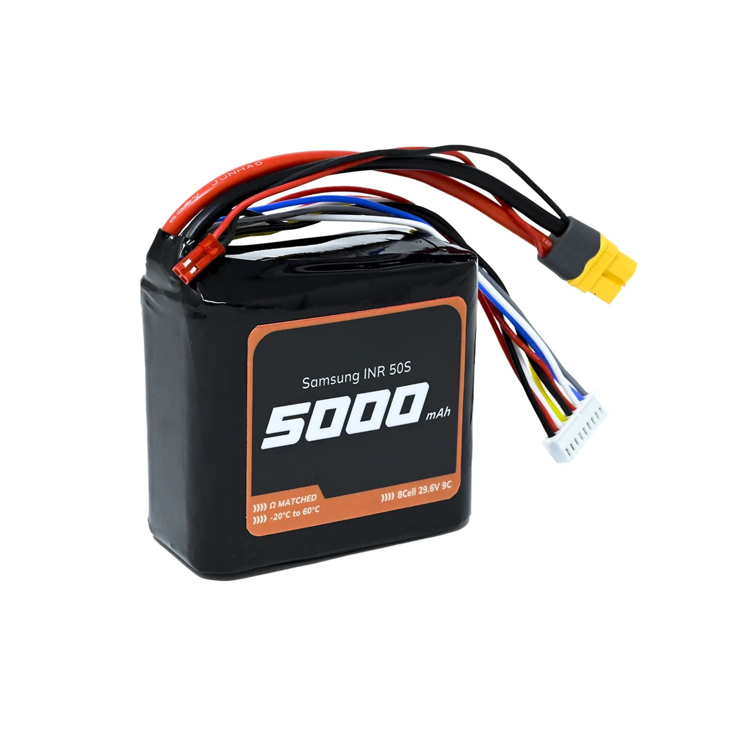 Samsung INR 50S 29.6V 5000mAh 9C 8S1P 7" FPV Drone & E-VTOL Drone Compact Li-ion Battery Pack with XT-60