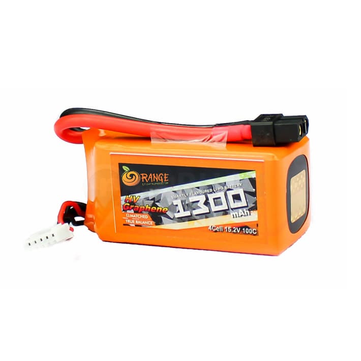 Orange 14.8V 1300mAh 100C 4S Graphene Lithium Polymer Battery Pack