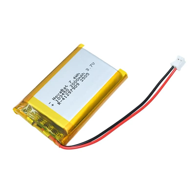NOVA 103450 2000mAh 3.7V Micro LiPo Battery pack with PCB and 75mm Cable of 24AWG