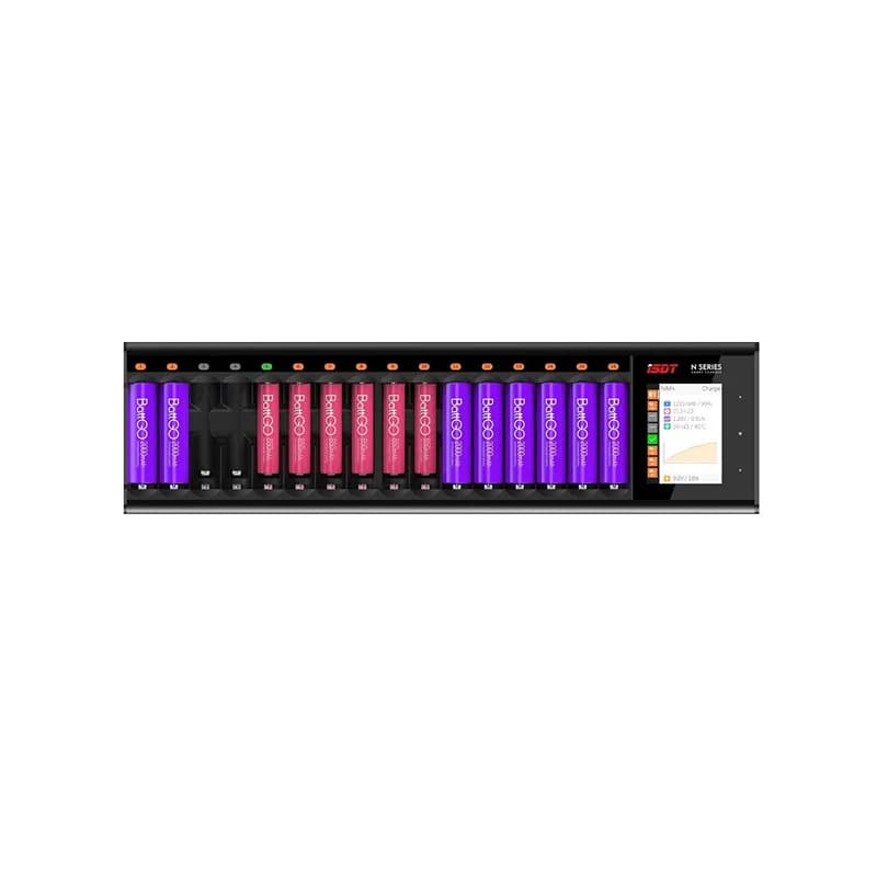 ISDT N16 16-Slot USB-C Smart Charger 54W – Dual-Bank, Independent Slots
