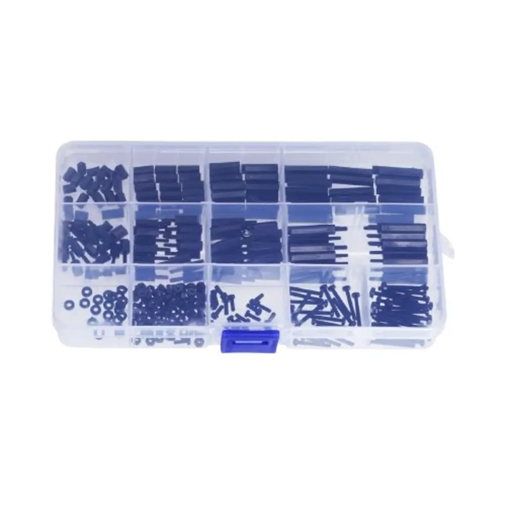 320pcs M2 Black Nylon Hex Spacer Standoff Kit With Nuts