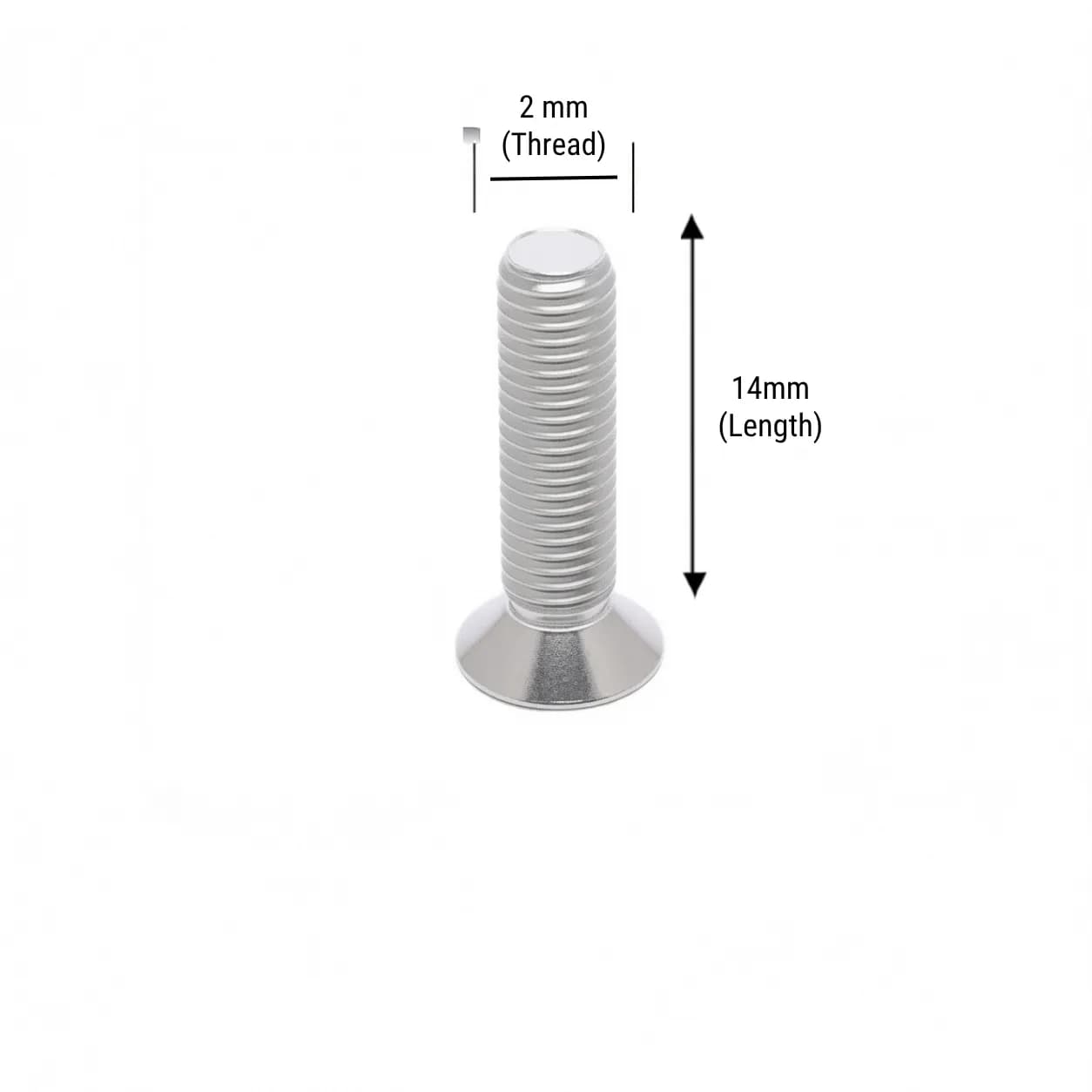 M2 × 14 mm 201 Stainless Steel Countersunk Flat Head Cross Recessed Machine Screw (Pack of 10pcs)