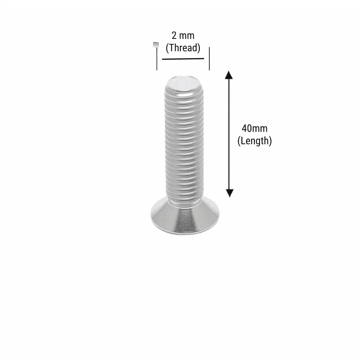 M2 × 40 mm 201 Stainless Steel Countersunk Flat Head Cross Recessed Machine Screw (Pack of 10pcs)