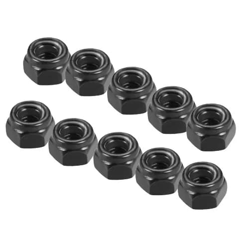 M2 mm Black 304 Nylon Nut Stainless Steel Anti-loosening Nut Screw Cap (Pack of 10pcs )