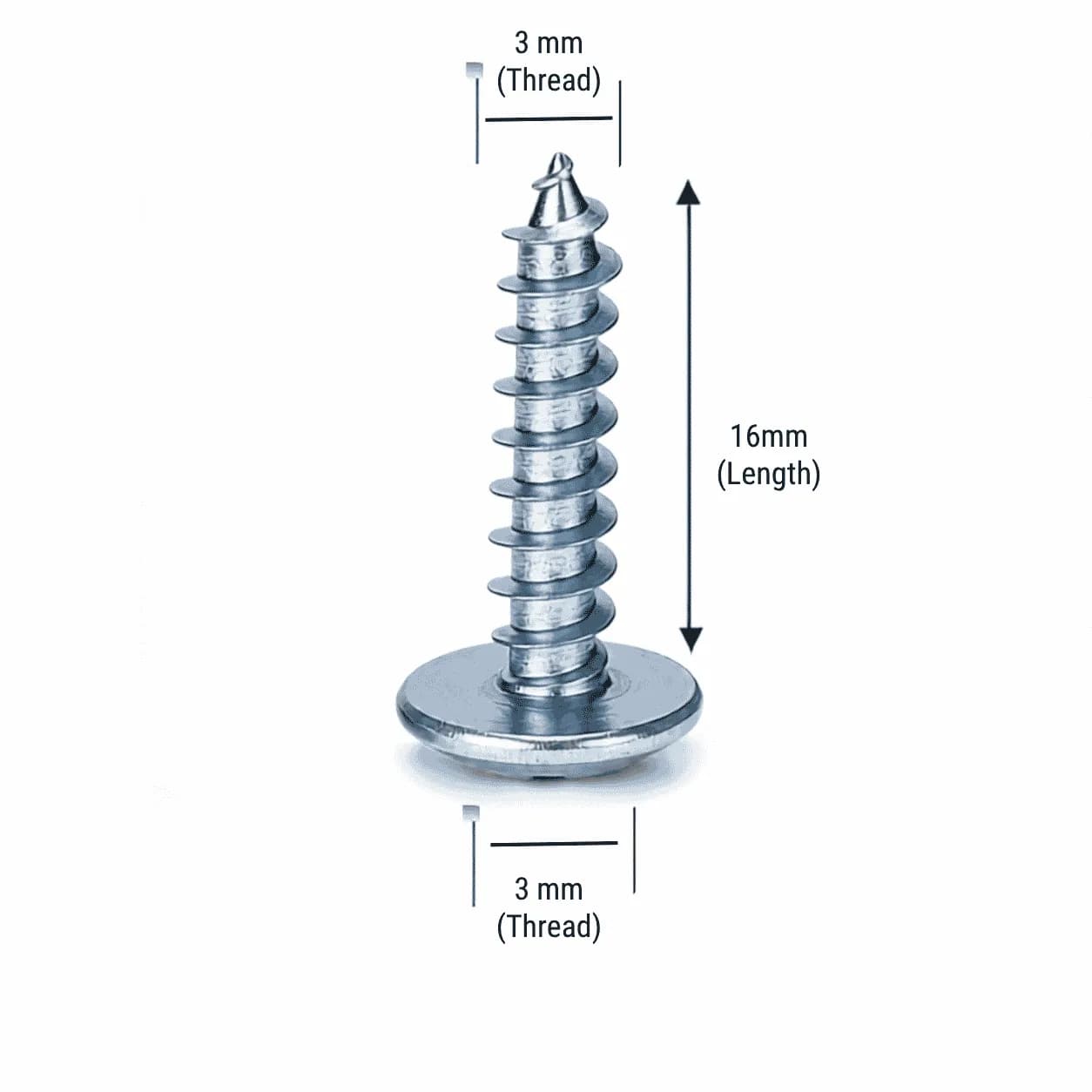 M3 × 16 mm Hardened Zinc Flat Head Phillips Self-Tapping Screw (Pack of 10pcs)