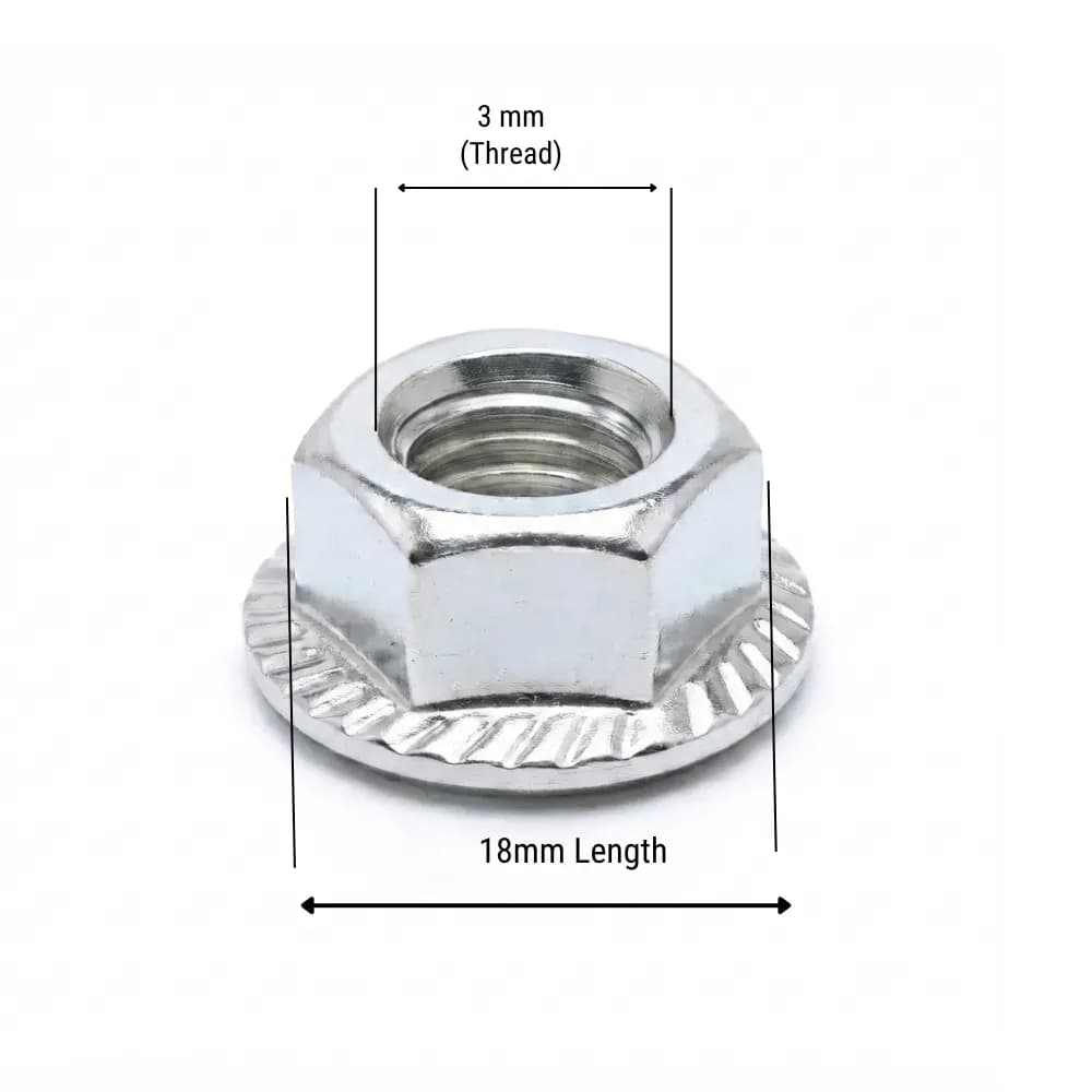 M3 × 18 mm Flange Serrated Hex Nut (Pack of 10pcs)