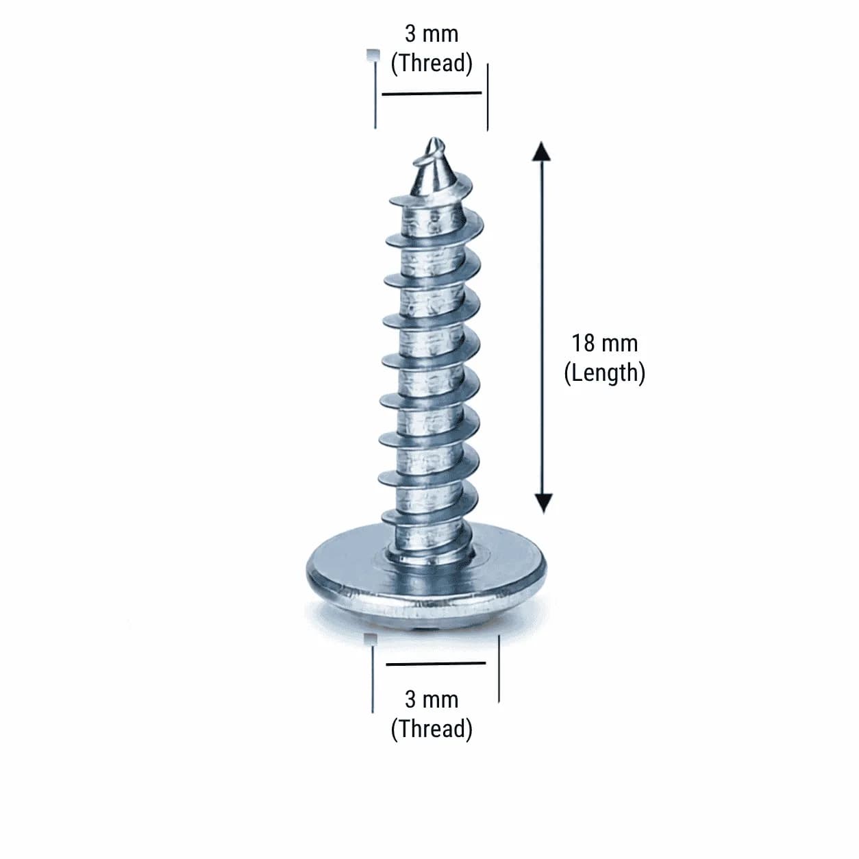 M3 × 18 mm Hardened Zinc Flat Head Phillips Self-Tapping Screw (Pack of 10pcs)