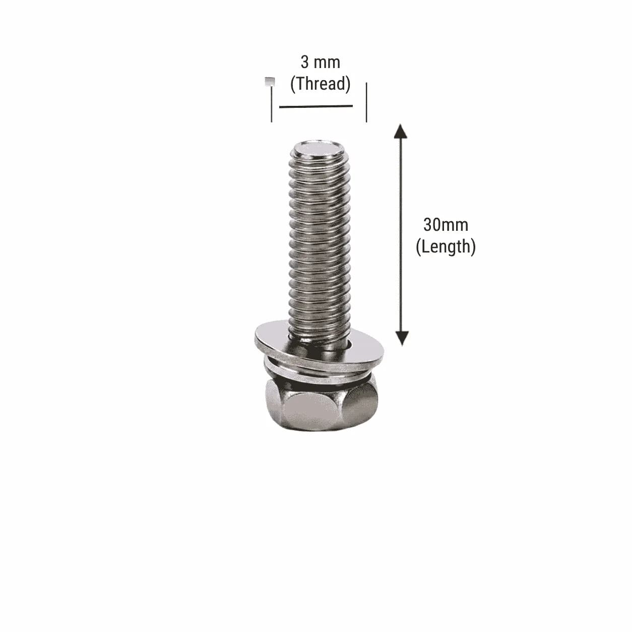 M3 × 30 mm Nickel-Plated External Hex Flange Head Cross Recessed Combination Screw with Washer (Pack of 10pcs)