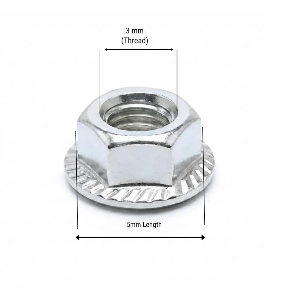 M3 × 5.5 mm Flange Serrated Hex Nut (Pack of 10pcs)