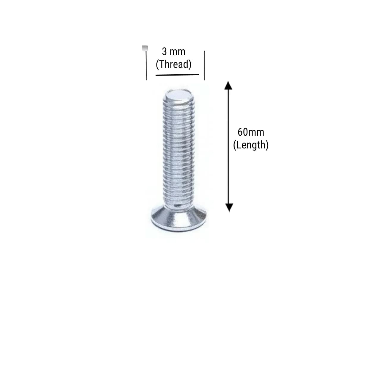 M3 × 60 mm Countersunk Head Cross Machine Screw (Pack of 10pcs)