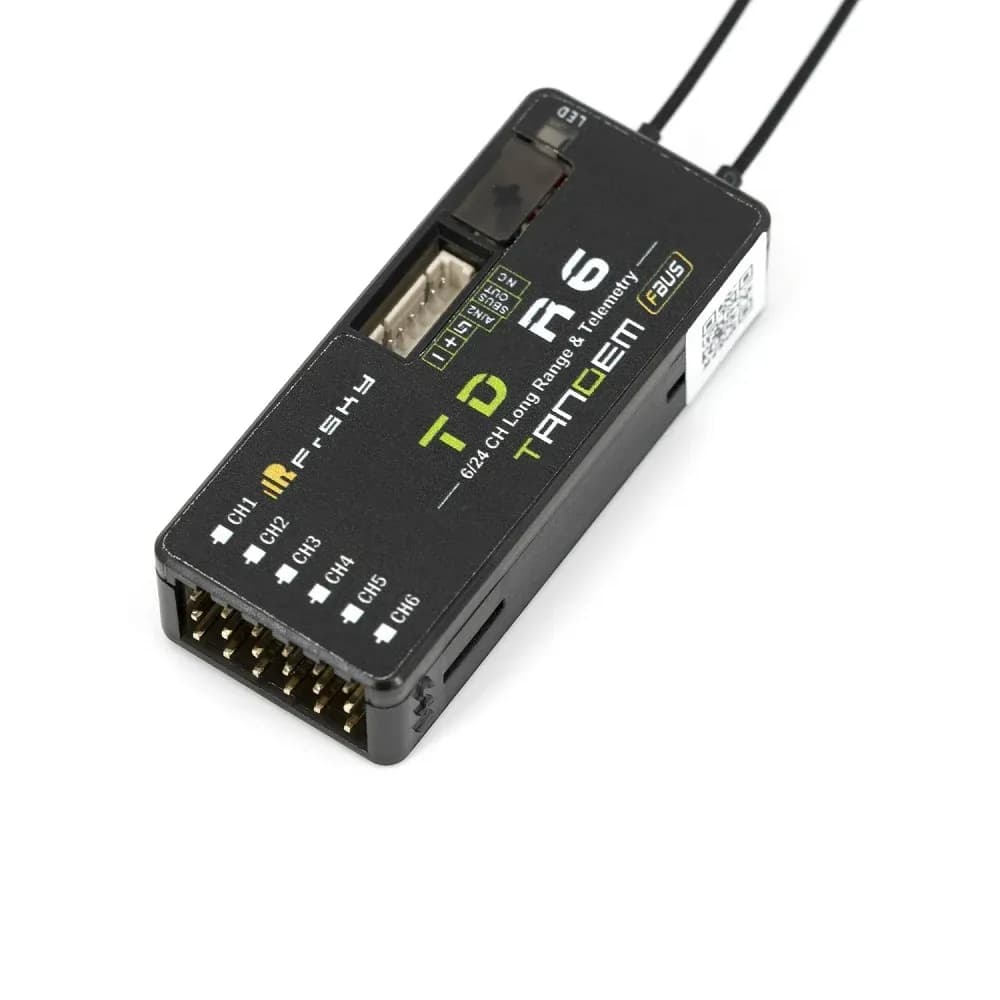 FrSky TD R6 Receiver (2.4GHz & 900MHz) Tandem Dual-Band Receiver with 6 Channel Ports