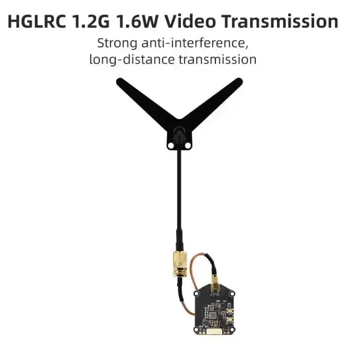HGLRC 1.2GHz 800mW/1.6W VTX 9CH Switchable FPV Transmitter NTSC/PAL for Long-Range RC Drones