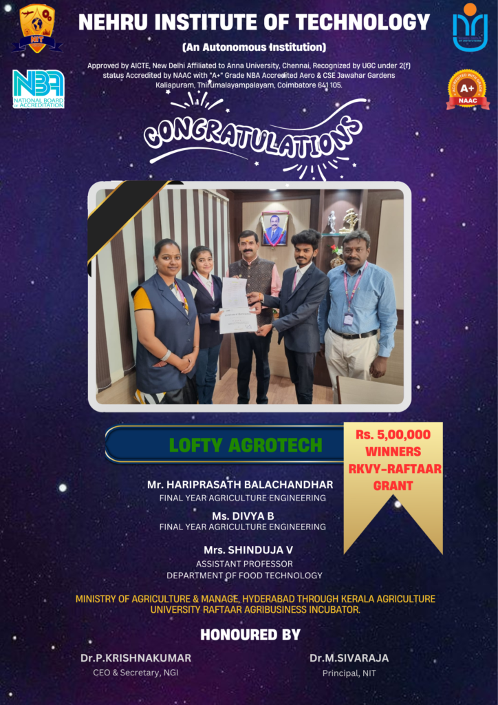 LOFTY AGROTECH secured Rs. 5,00,000.00 RKVY-RAFTAAR Grant