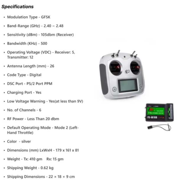 Flysky FS-i6S 2.4GHz 10CH AFHDS 2A RC Transmitter With FS-iA10B 10CH Receiver - Image 8