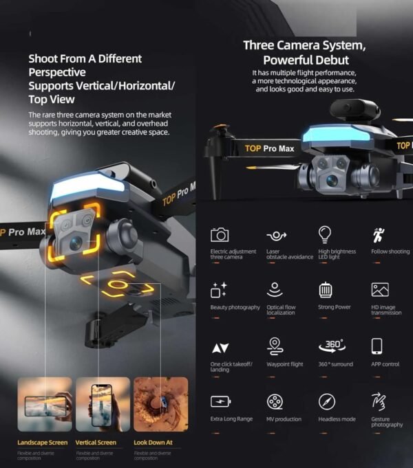 NIMBUS PRO X VISION Drone – 4K Camera, Wi-Fi FPV, 1080P HD, Dual Foldable, RC Drone with Altitude Hold, Headless Mode, Visual Positioning, Auto Return & App Control | Lofty Agrotech - Image 3