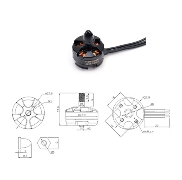 Readytosky MT2204 2300KV CW Brushless Motor (Black cap) - Image 5