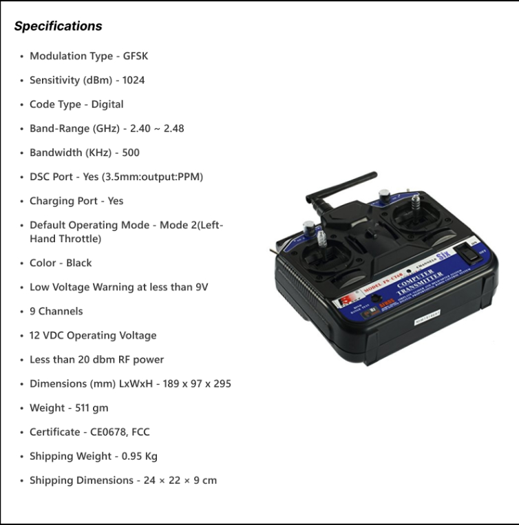 FlySky CT6B 2.4GHz 6CH Transmitter with FS-R6B Receiver - Image 3