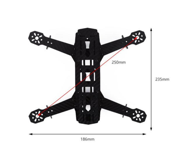 Q250 Quadcopter Super Strong Carbon Fiber 4mm Arm FPV Racing Frame(250mm) Kit - Image 3