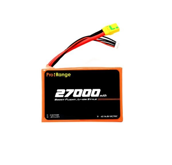 Pro-Range INR 21700 P45B 14.8V 27000mAh 4S6P 215A/270A Discharge Li-ion Drone Battery Pack with Amass XT90S Anti-Spark