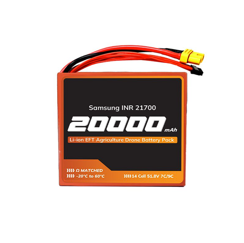 Samsung A Grade INR 21700-50S 51.8V 20000mAh 9C 14s4p 140A/180A Discharge Li-ion Drone Battery Pack for EFT Agriculture Drone